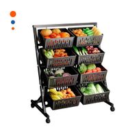 Carrito Organizador con 4 Niveles y 8 Bandejas para Hogar Practico Negro Y Regalo Sticker