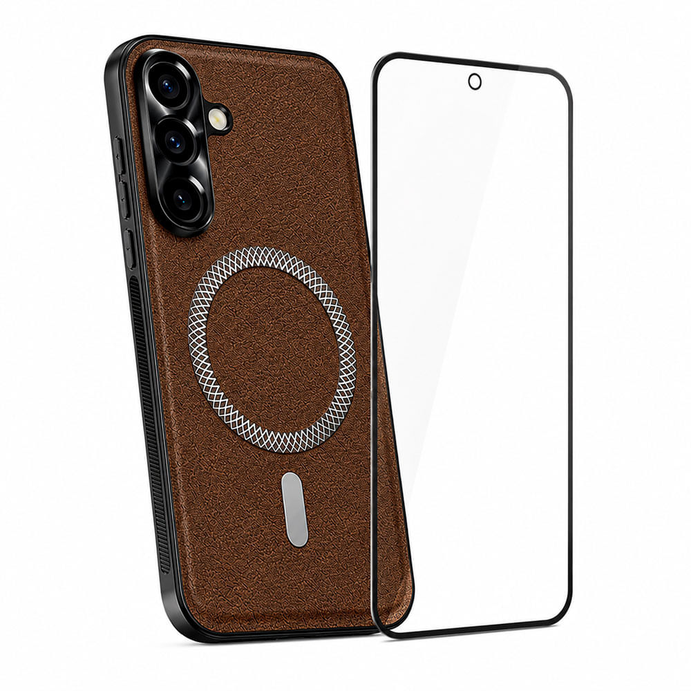 Funda Samsung Galaxy A57 5G Magnética Marrón Con Mica Pantalla