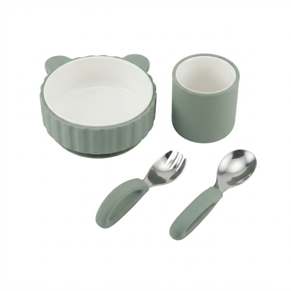 Set de Alimentación de Cerámica x4 Piezas Verde Oscuro