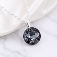 Collar de Plata 925 con Dije Sol de Cristal Color Negro Joya Elegante para Regalo de Mujer