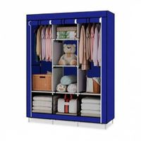 ROPERO ARMABLE DE  3 CUERPOS DE TELA AZUL