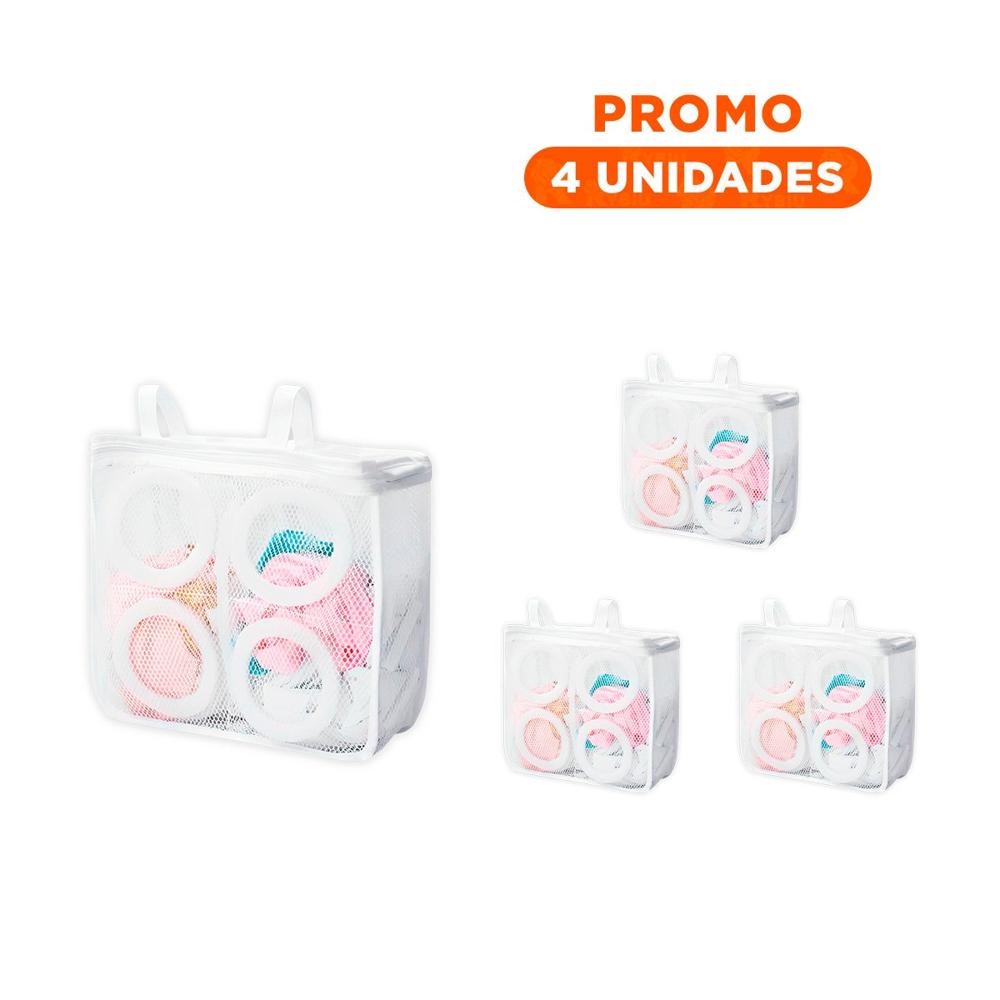 Pack4 Estuche Malla Protectora Zapatos y Ropa Diseno Rectangular Blanco