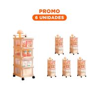 Pack6 Modulo Organizador Cerrado con Cajones 4 Niveles y Asa Beige Funcional Y Regalo Sticker