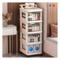 Carrito Organizador Cerrado con Cajones 4 Niveles y Asa Beige Claro Compacto Y notas