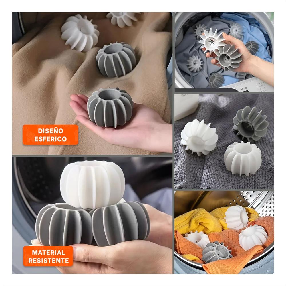 Bolas Deserredante De Ropa 6 Pzs Blanco Y Plomo Para Cuidado De Tu Ropa Y Ligas Regalo