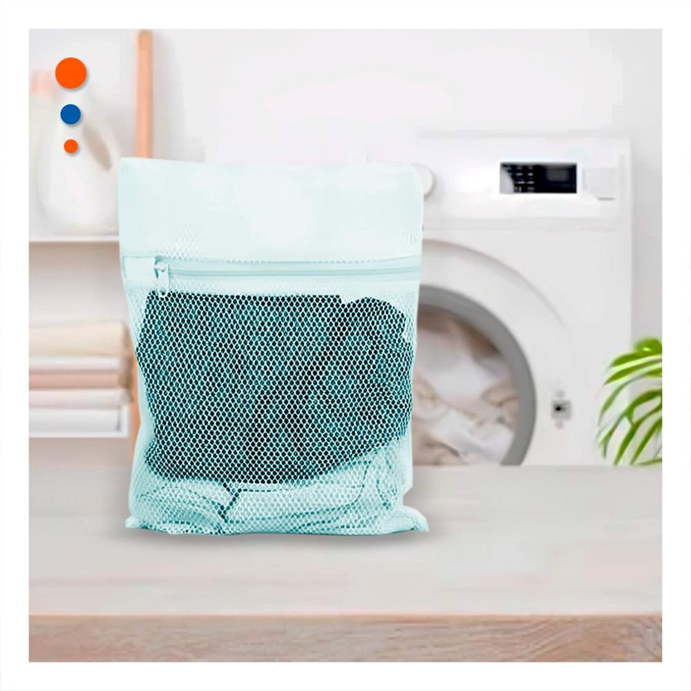 Bolsa Malla para Lavar Ropa Diseno Rectangular 40x30cm Celeste Suave Hogar