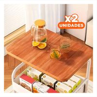 Pack2 Mueble Carrito con Mesa 3 Niveles Estructura Practica con Ruedas Blanco Y Papel Regalo