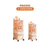 Pack2 Gabinete Organizador con Cajones 4 Niveles y Asa Beige Claro Practico Y Regalo Sticker