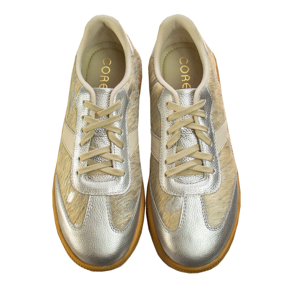 Zapatilla Plataforma Mujer Corelli Sahara Cuero Pelos Plata Talla 35