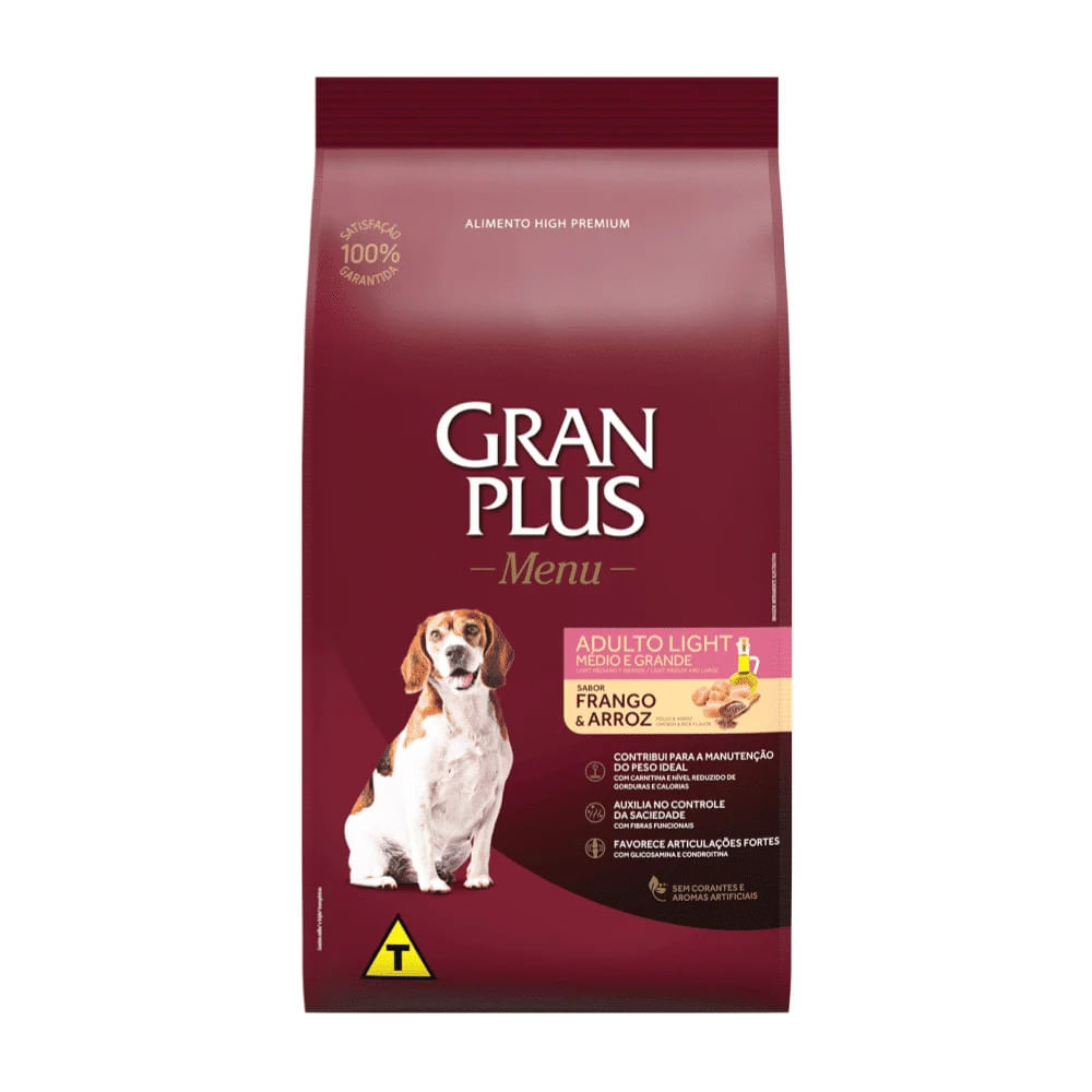 GRAN PLUS MENU MEDIANOS Y GRANDES ADULTO LIGHT - POLLO Y ARROZ - 3kg