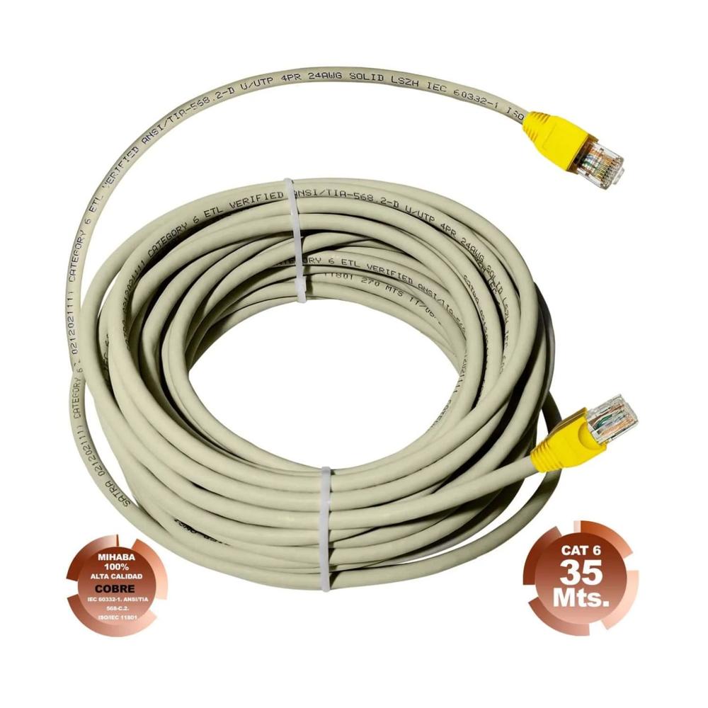 Cable de Red UTP Cat 6 Gris Cobre 35 Metros SATRA