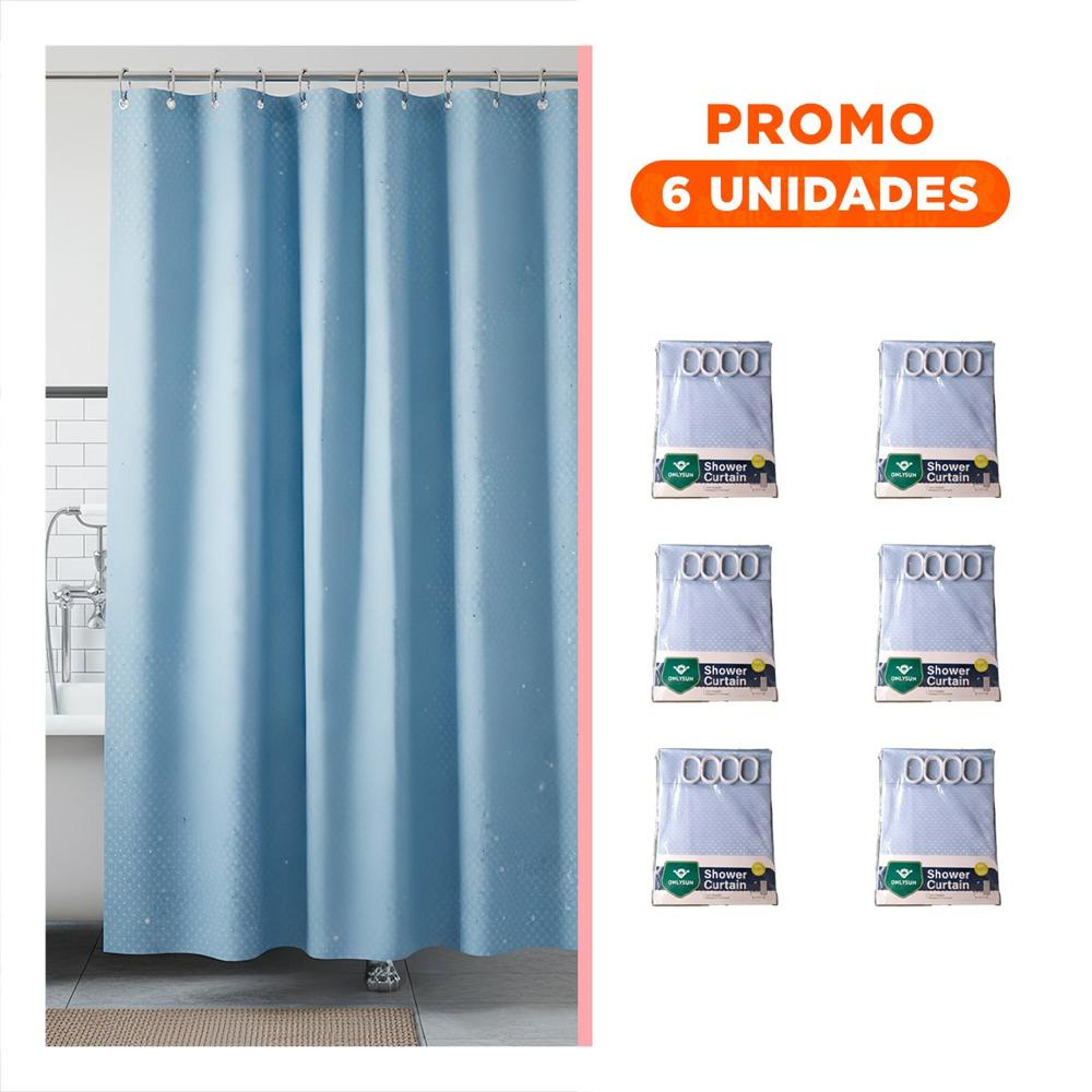 Pack6 Panel con Patron Triangulos destinado a Ducha Celeste 180x180cm Y Regalo Sticker