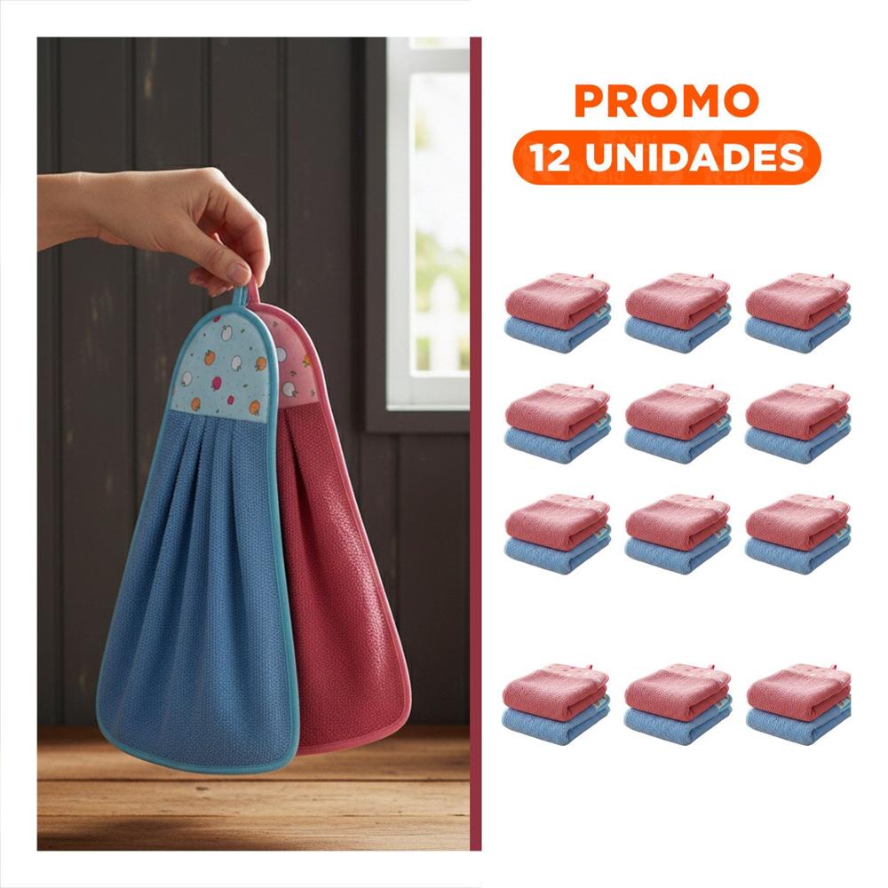 Pack12 Conjunto Colorido 2 Piezas Fucsia y Azul Colgador Bano 28x38cm