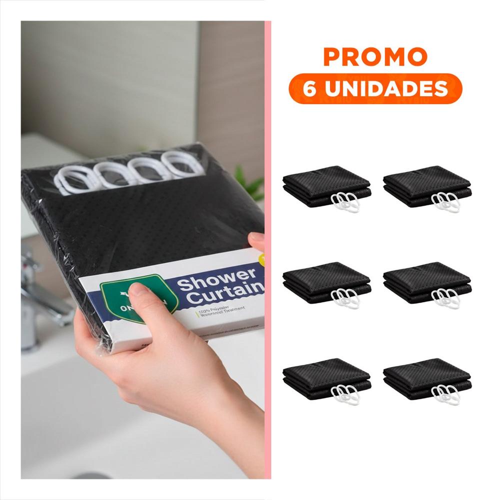 Pack6 Panel con Patron Triangulos destinado a Ducha Negro 180x180cm Y Regalo Sticker