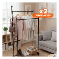 Pack2 Panel Colgador Doble De Ropa Negro para Habitacion y Oficina