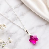 Collar de Plata 925 con Cristal Diseño Flor Lila Elegante Regalo Ideal Para Mujer