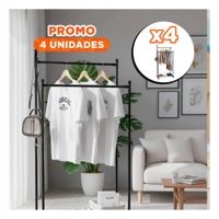 Pack4 Panel Doble De Ropa Negro para Sala y Espacios Reducidos Y Regalo Sticker