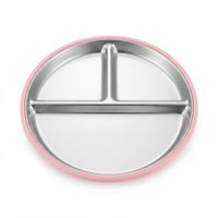 Plato de Acero con 3 divisiones Fucsia con base de Goma Antideslizante 24.5 cm