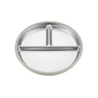 Plato de Acero con 3 divisiones Verde Menta con base de Goma Antideslizante 24.5 cm