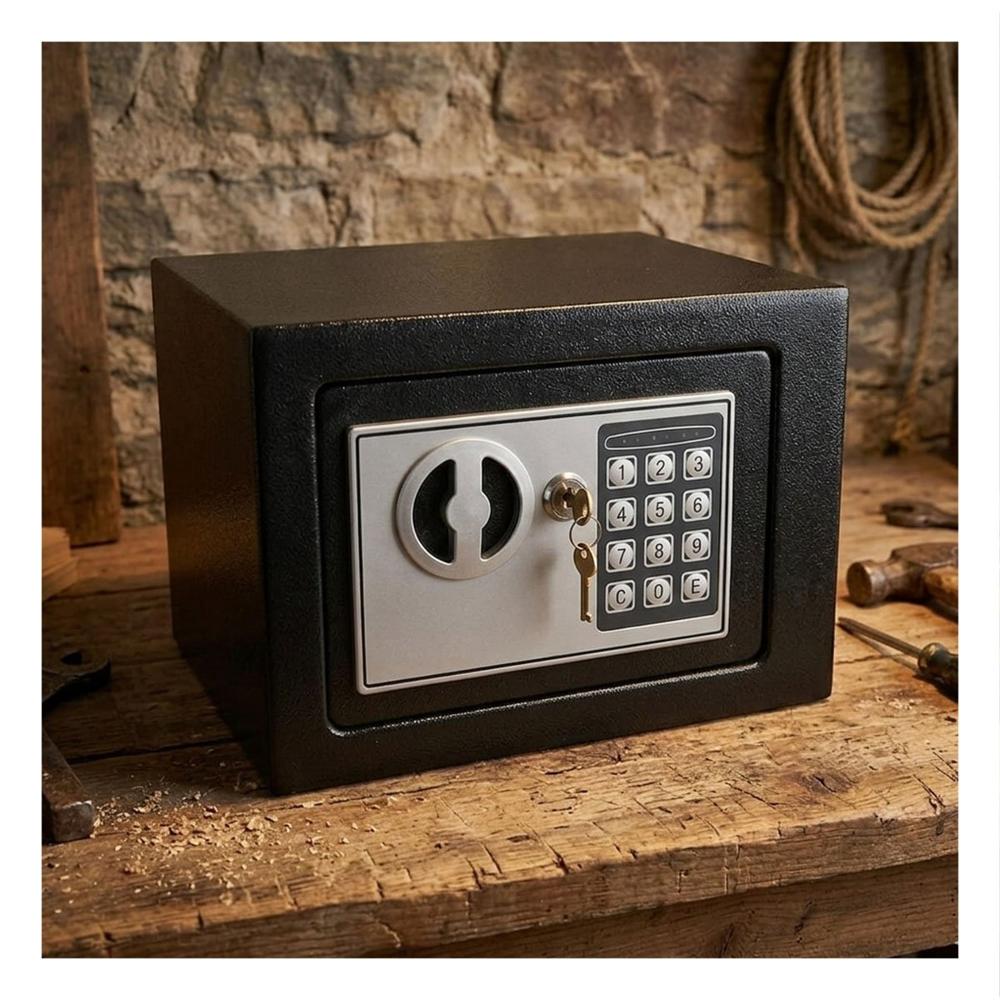 Cofre Negro 23x17x17cm para Objetos de Valor y Dinero en Oficina Y Papel Regalo