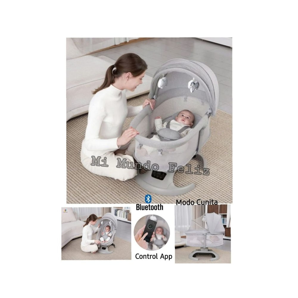 Mecedora para Bebe Musical Automatica Infantil Gris Premiuns