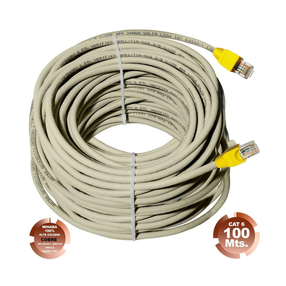 Cable de Red UTP Cat 6 Gris Cobre 100 Metros SATRA