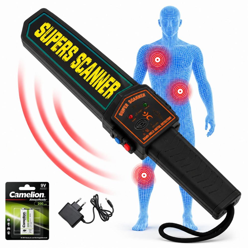 Detector de Metales de Mano SUPER SCANNER Recargable