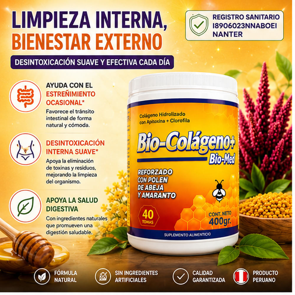 BIO-COLÁGENO BIOMED CON POLEN DE ABEJA Y AMARANTO 400 G
