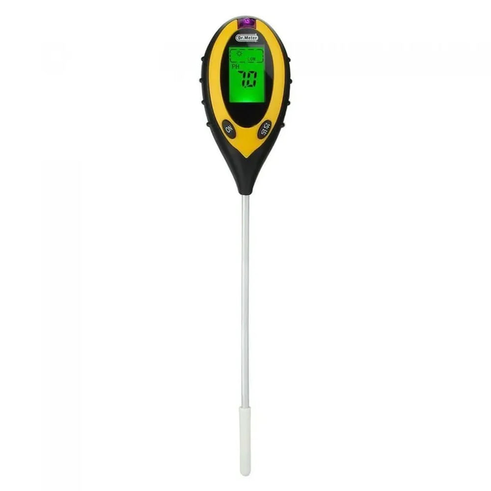 Medidor de pH de suelo 4 en 1 pH humedad temperatura intensidad luz Negro