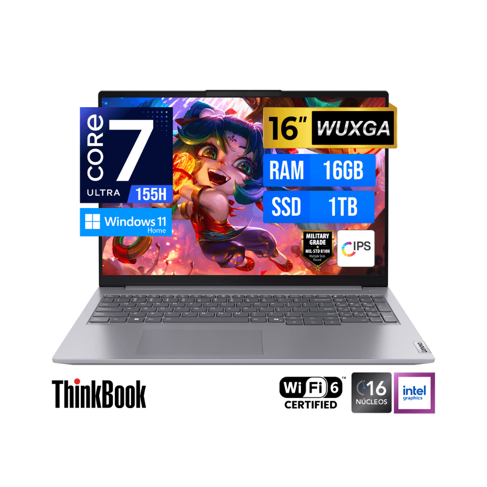 LAPTOP LENOVO THINKBOOK 16 G7 IML 16 WUXGA IPS Core Ultra 7 155H RAM 16GB SSD 1TB Win 11 Home