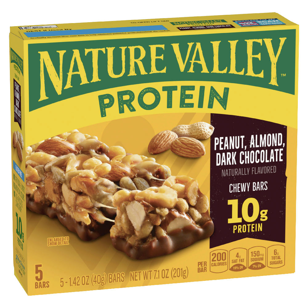 Barra de Cereal NATURA VALLEY Protein Sabor a Maní, Almendra y Chocolate Caja 5un