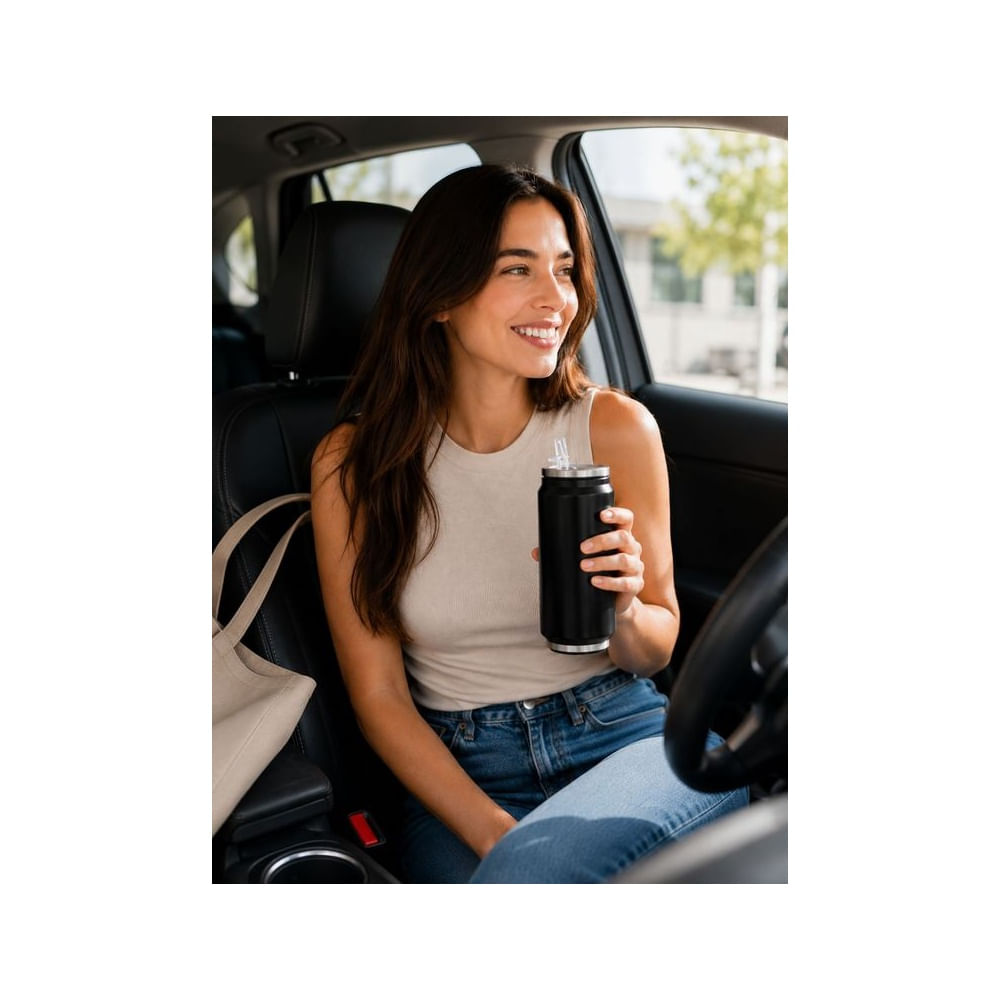 Termo Lata NEGRO de Acero Inoxidable 350ML Negro
