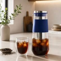 JARRA COLD BREW VIDRIO BOROSILICATO 2 TAPAS HERMÉTICAS