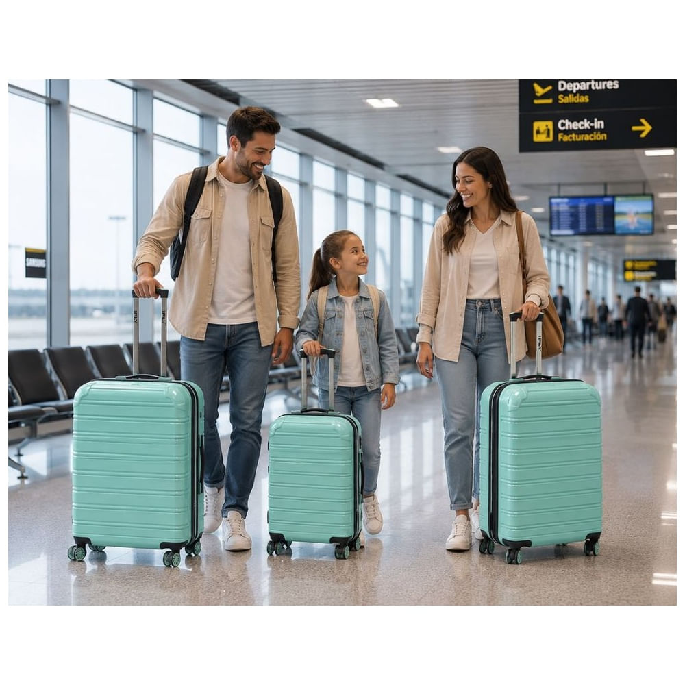 Set de 3 Maletas Rígidas con Ruedas 360° Verde