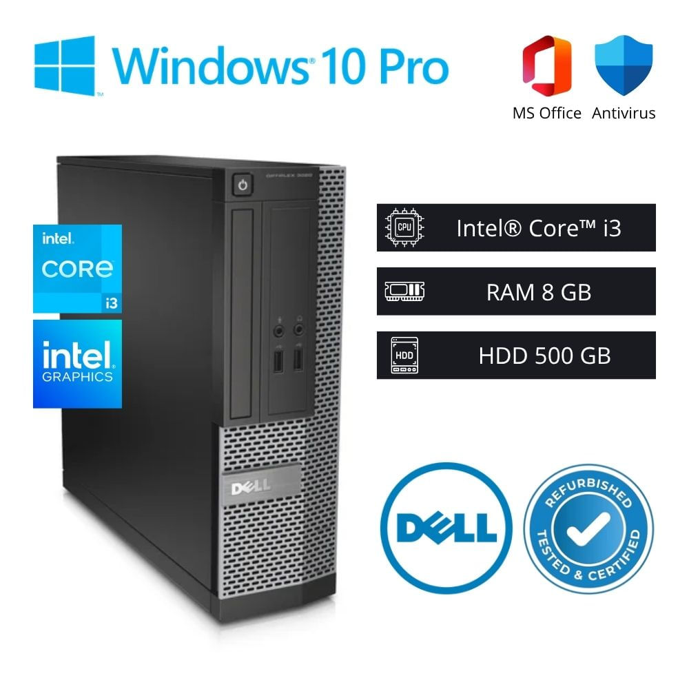 Computadora PC Dell Optiplex Intel Core i3 3,40 GHz 8GB RAM 500GB HDD - Refurbished