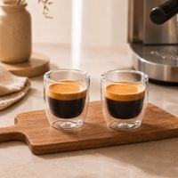 Set 2 Tazas Espressos Doble Pared de Vidrio Borosilicato 100 ml