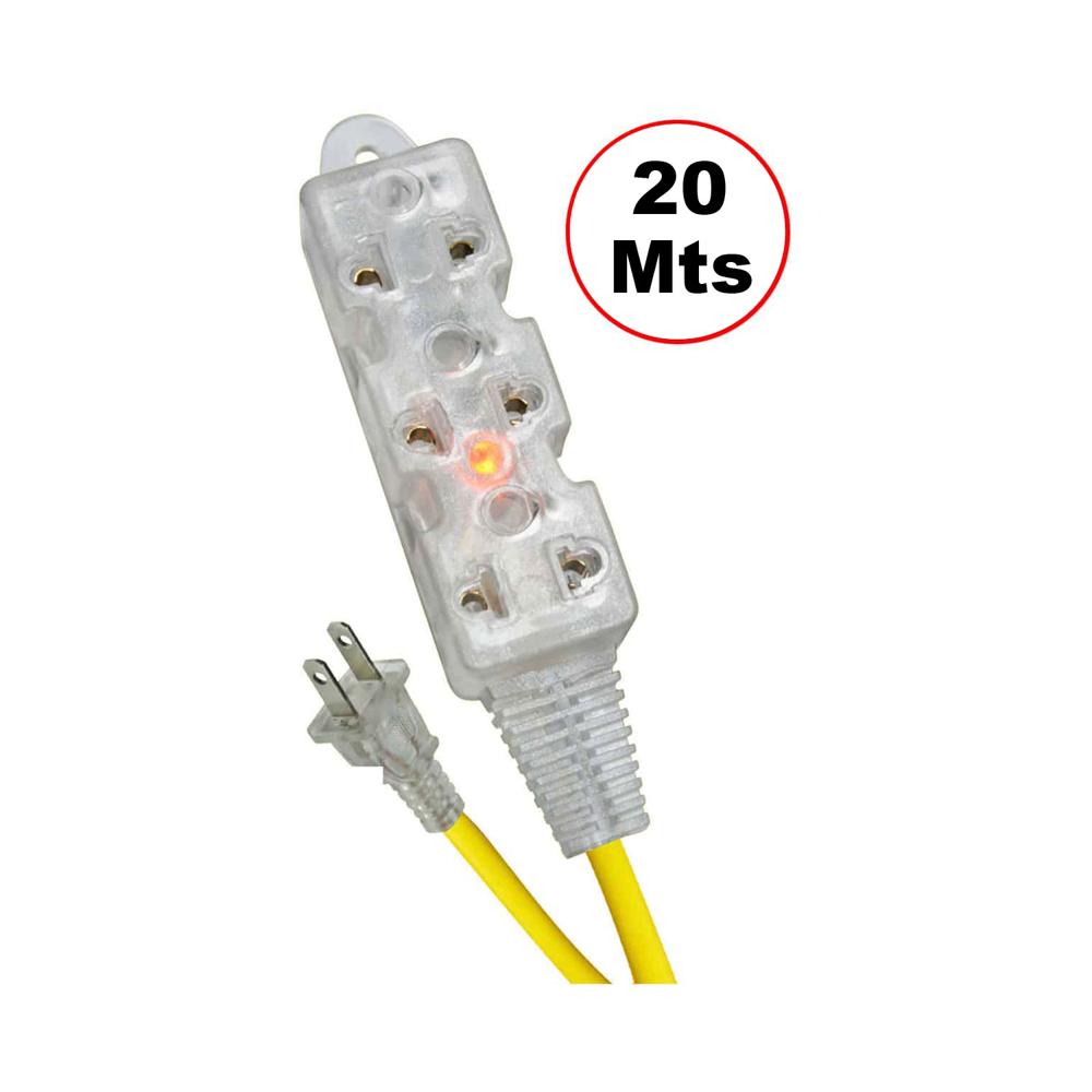 Extensión Universal Siliconada 20 Metros 3 Tomas OP-FL1220 OPALUX