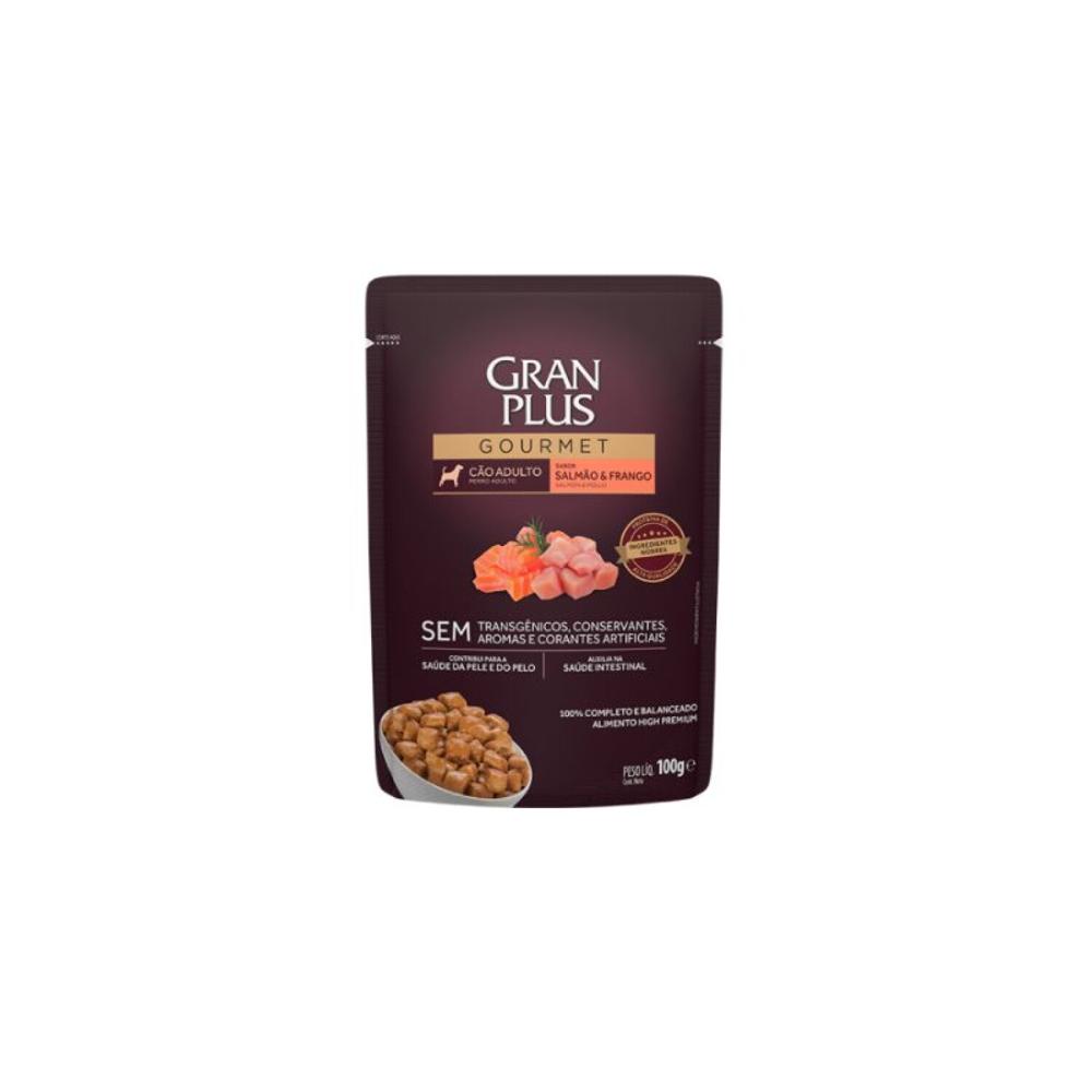 Gran Plus Gourmet Pouch Trocitos Perro Adulto Salmón y Pollo - 100gr