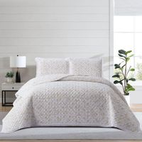 Set Cubrecama Pv27 Print Flores Off White