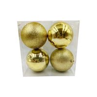 Set X4 Bolas Dorado (2 Brillo 2 Glit) 10 Cm