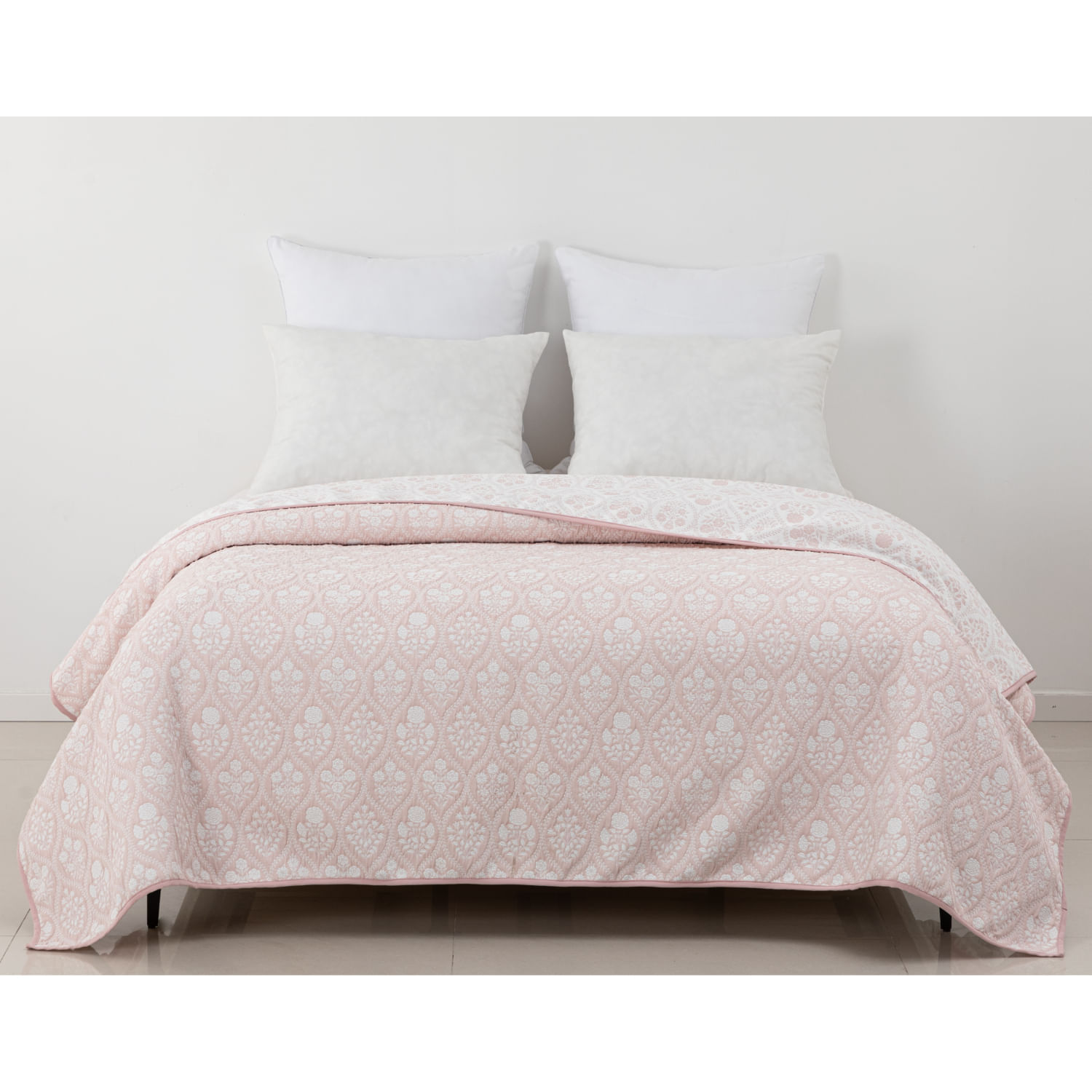 Cubrecama Jacquard Flores Beige Pv27 2 Plazas