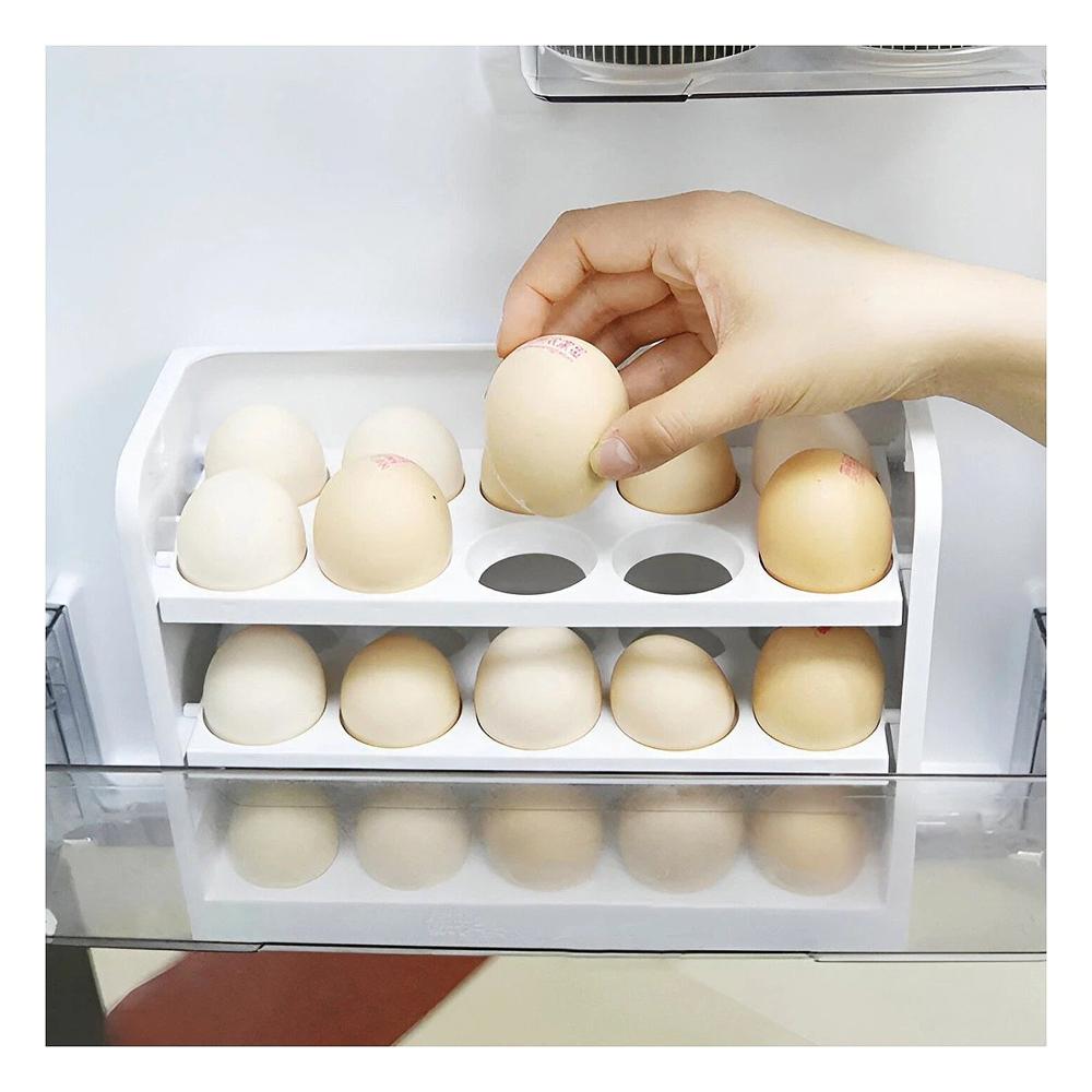 Organizador Blanco para 30 Huevos con Tres Niveles en Refrig