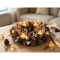 Corona Adviento Dorada 30Cm