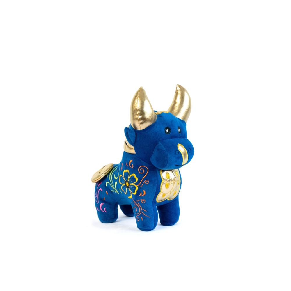 Torito de Pucará Azul con Caja de Retablo Ayacuchano