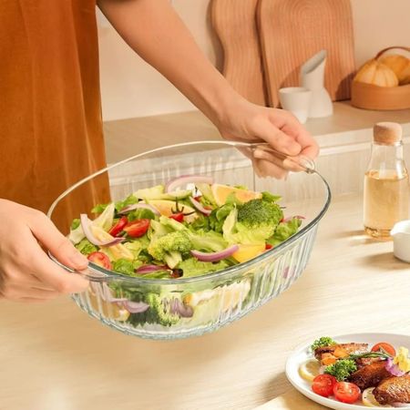 Cacerola Ovalada de Vidrio con Tapa 2.8 L para Horno y Mesa
