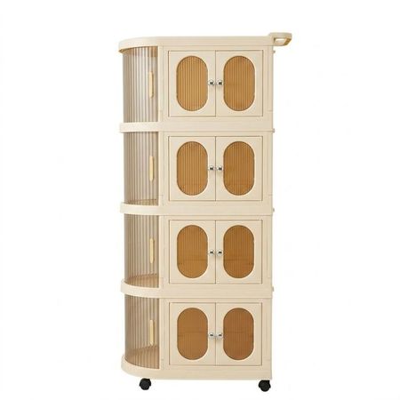 Estante Multifuncional Plegable de 4 Niveles Crema