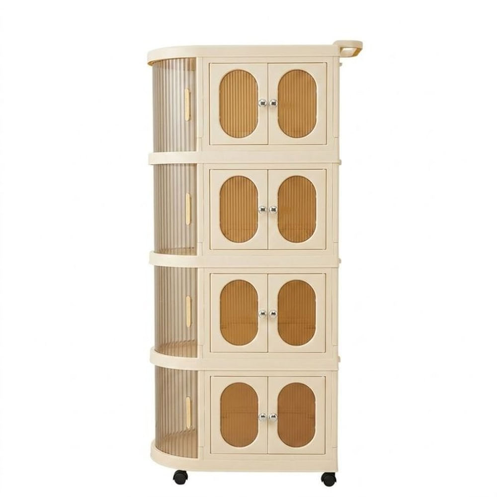 Estante Multifuncional Plegable de 4 Niveles Crema