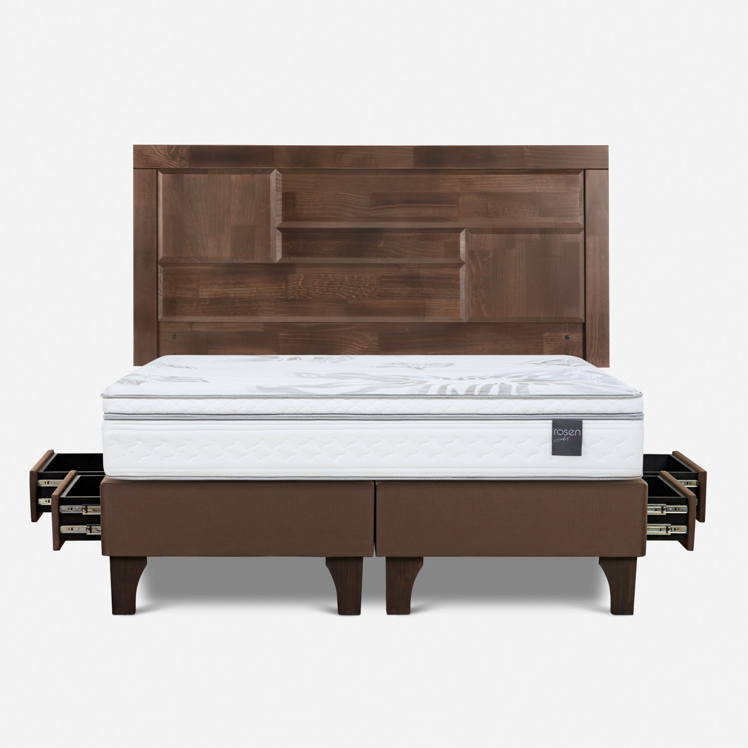 Dormitorio Con Cajones Marron Art 4 Queen + Respaldo Dolce
