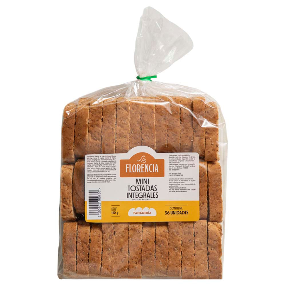 Mini Tostadas Integrales LA FLORENCIA Bolsa 36un