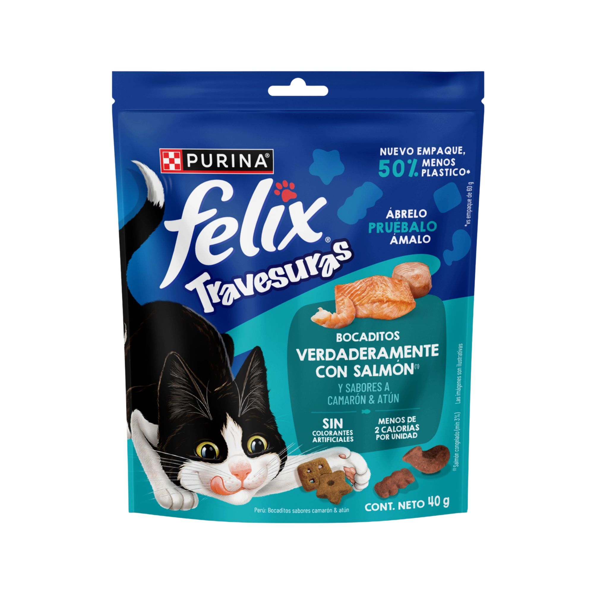 Snack para Gato FELIX Bocaditos de Salmón Bolsa 40g